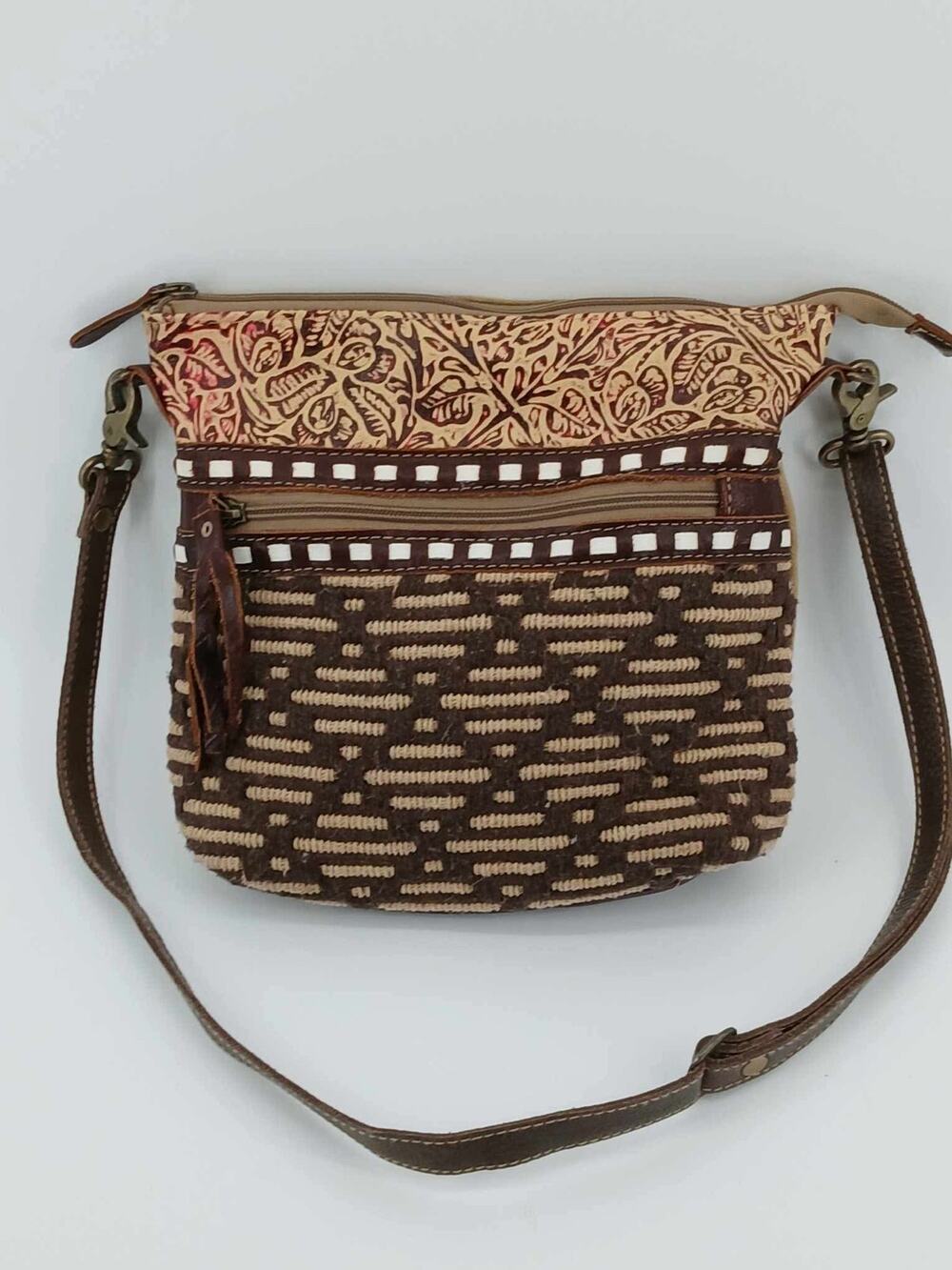 Western Canvas and leather crossbody bag, Myra Bag,